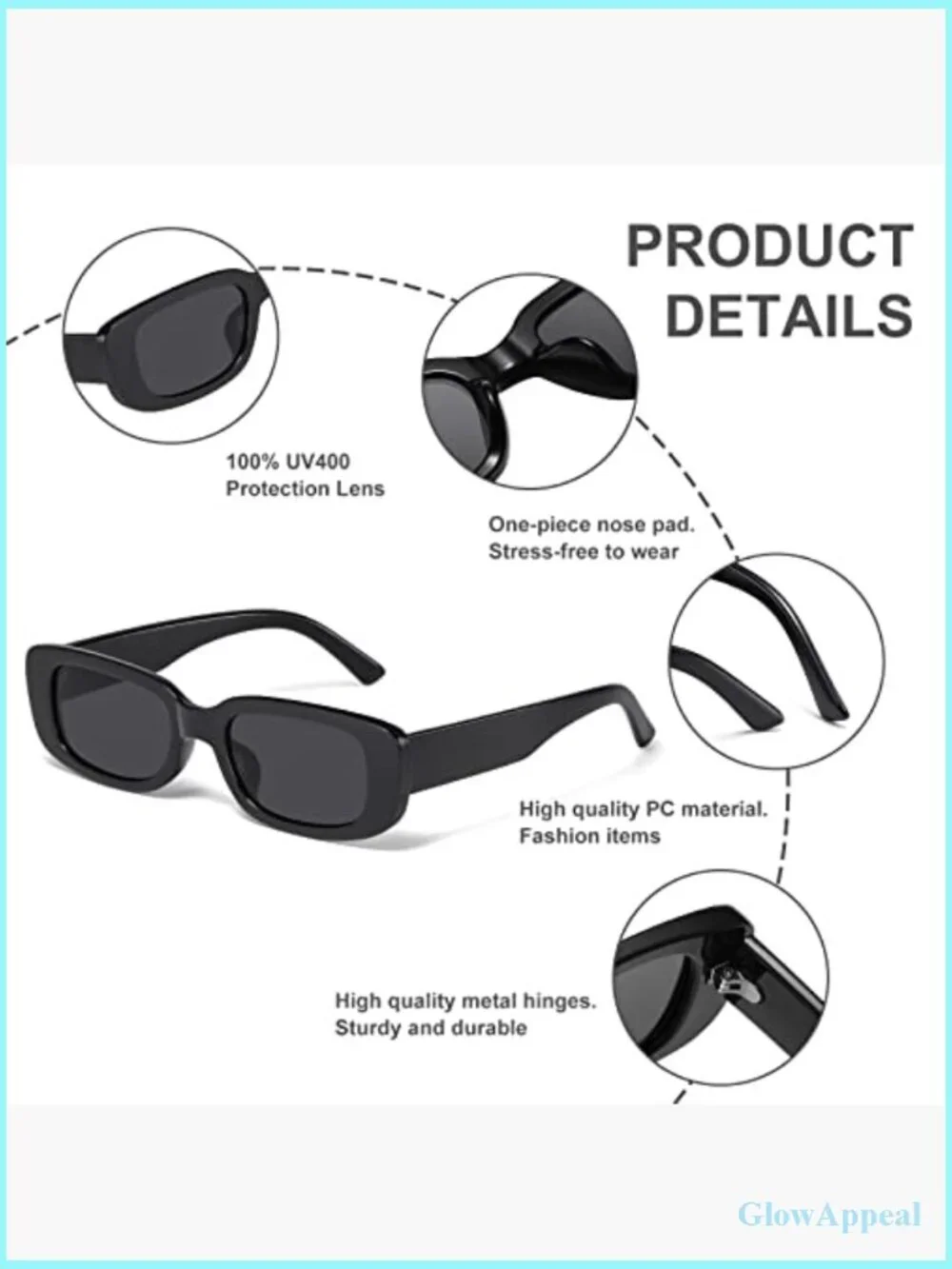 Trendy Y2K Retro Rectangle Sunglasses UV Protection Square Frame